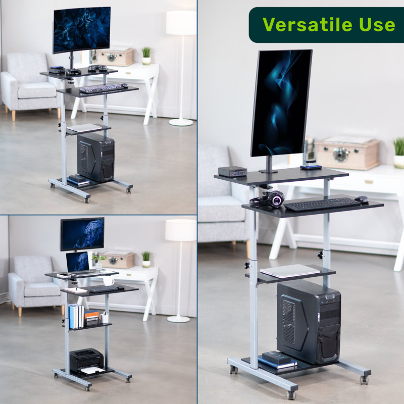 Techorbits Mobile Computer Workstation With Monitor Mount