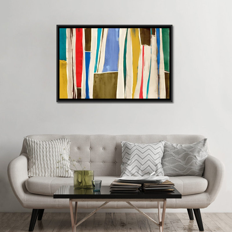 «Striped Flat I», impression sur toile, H 18 po x l 26 po x P 1,5 po, Toile avec cadre noir, Pas de tapis