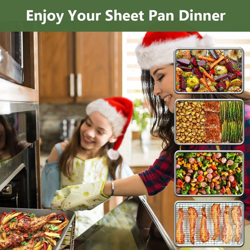 Stainless Steel Nonstick Baking Sheet with Rack Set, 16 x 12 Inches