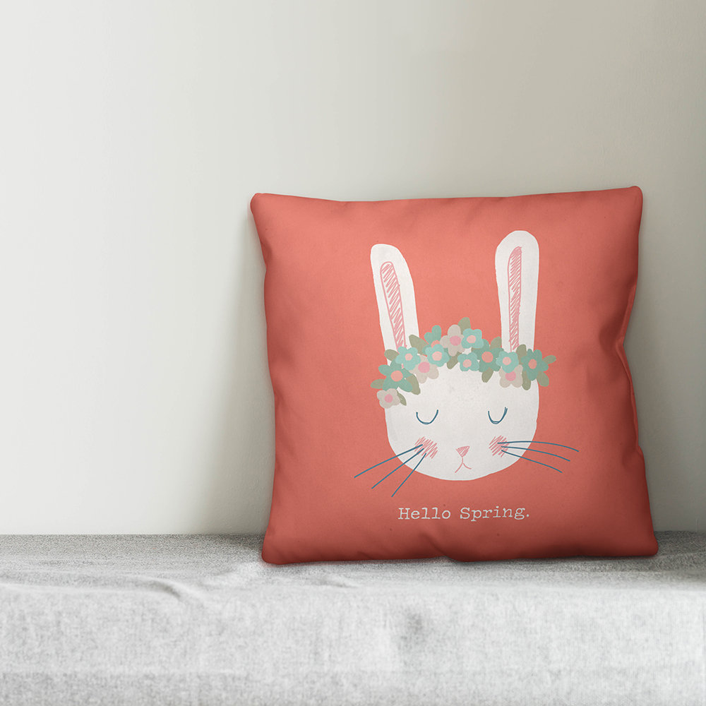  Cute Floral Crown Spring Bunny Throw Pillow Designs Direct Creative Group