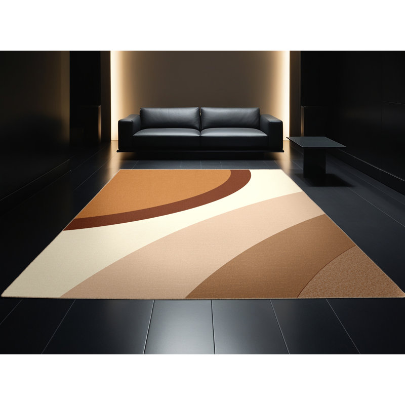 Tapis beige élégant et chic lavable à la machine Benson, 6 X 9