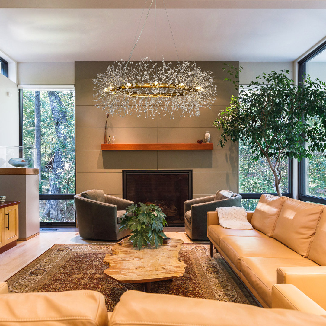 Galewood Modern Glam Firework Crystal Chandelier light Round Pendant Ceiling Lighting For Dining Room Everly Quinn 