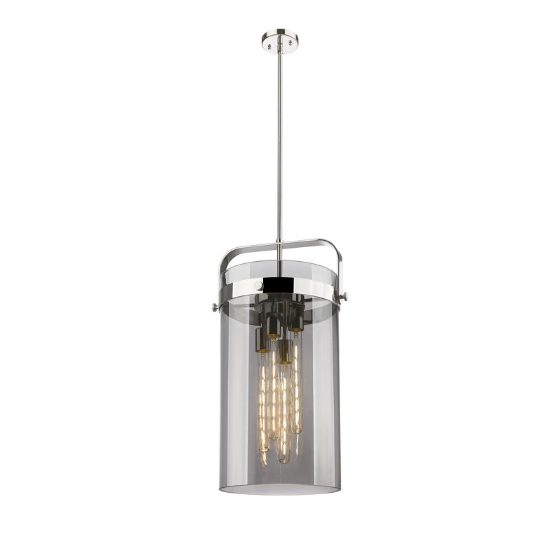Luminaire suspendu 4 tiges Erie, Clair, Nickel poli