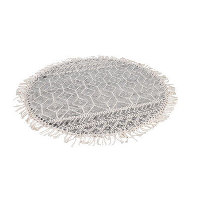Macrame Geometric Hand Woven Flatweave Area Rug