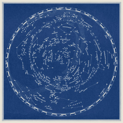 Stars and Constellations Chart 1 Piece Wrapped Canvas Painting