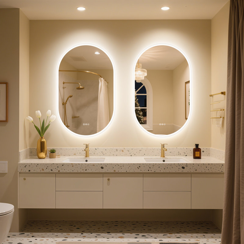 Miroir ovale intelligent à DEL Bluetooth - Illuminez votre salle de bain avec style