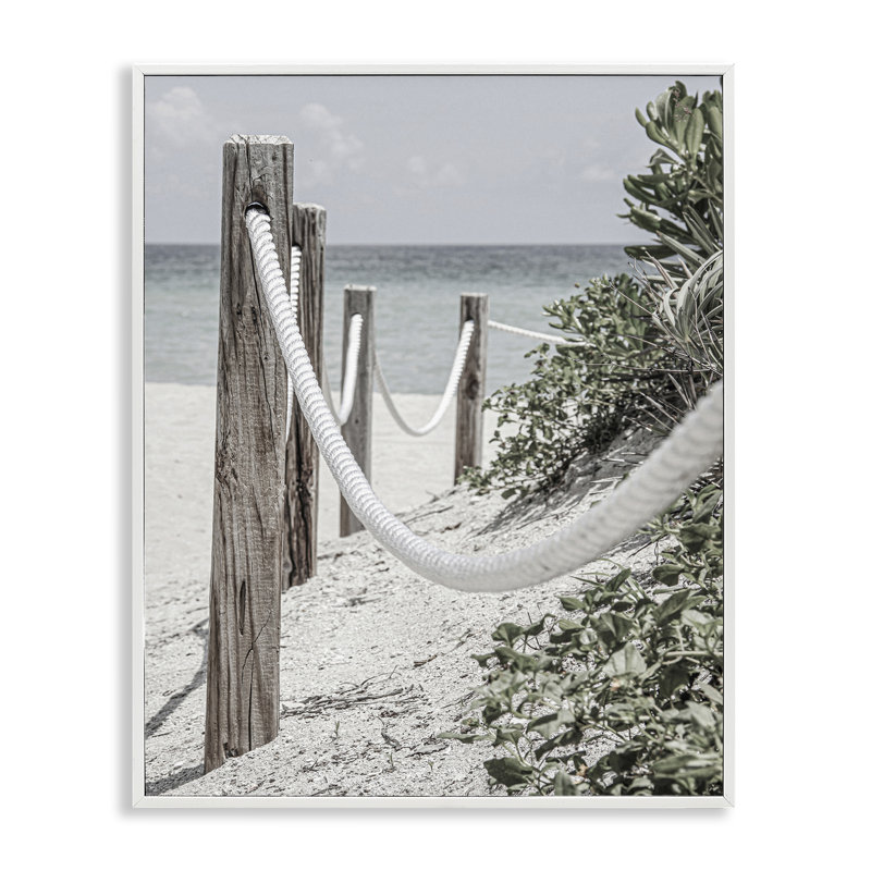Art de la giclée encadrée par une corde de clôture par Incado, Estampe numérique encadrée blanc bord de mer