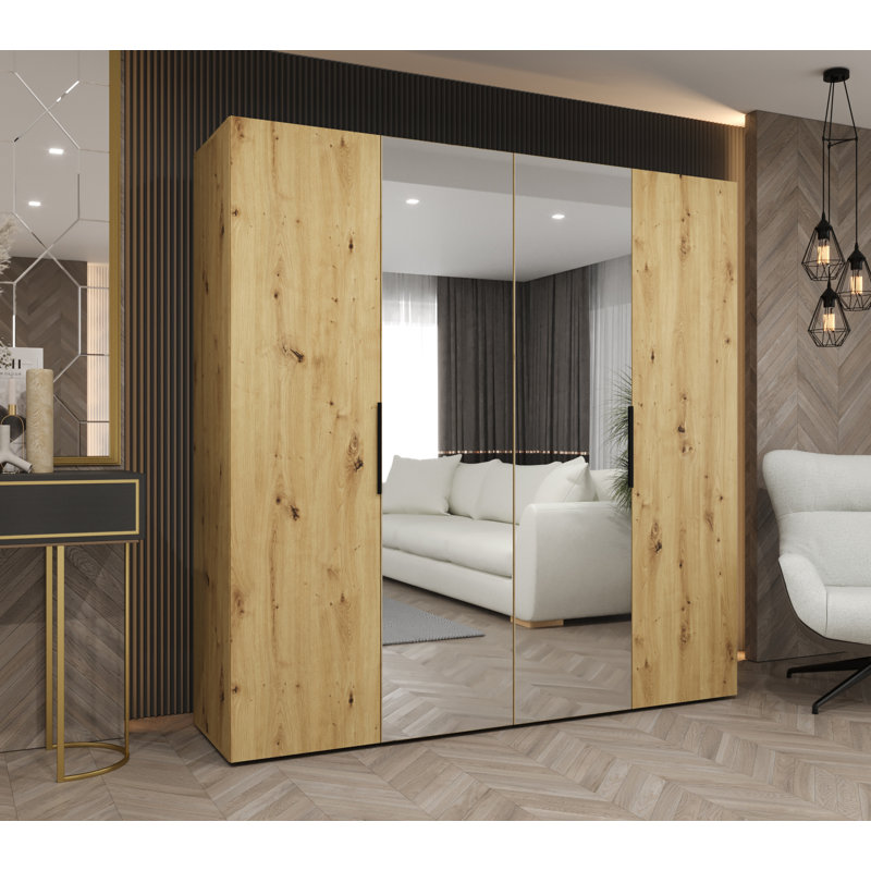 Manufactured Wood Wardrobe, artisan oak + handles: black