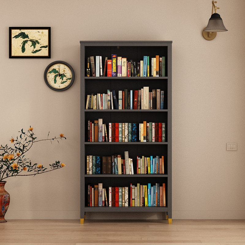Bibliothèque Adira, Gris, (5 tablettes) H 70 po x l 35 po x P 12 po