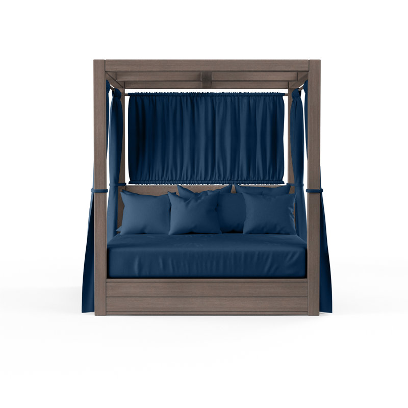 Laguna Resort King Daybed in Spectrum Indigo, No Welt, Echo Midnight Sunbrella®, Brown