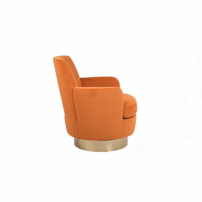 Lindall Swivel Barrel Chair Single, Orange Faux Fur