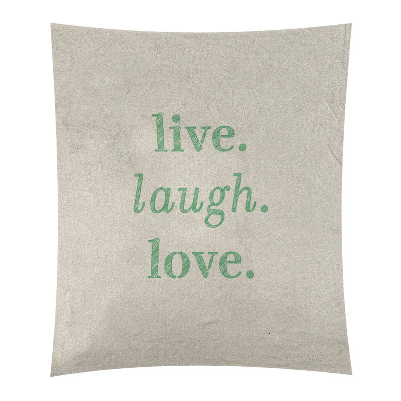 Tapisserie en polyester de rires d’amour en temps réel en polyester, H 27,5 po x l 37,5 po, Blanc / Vert