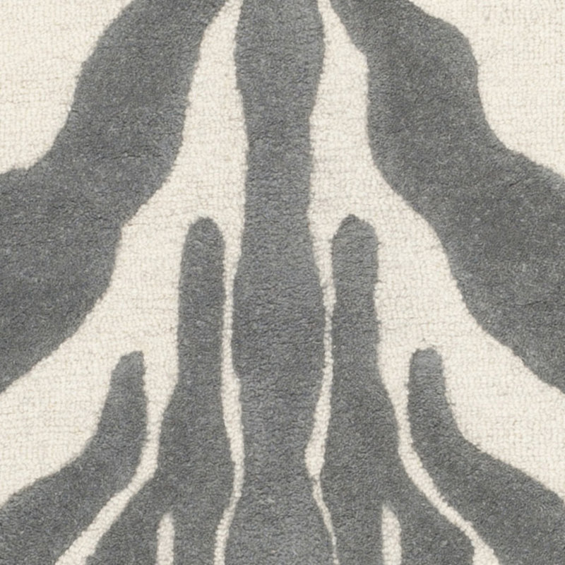 Tapis ivoire / gris foncé en laine touffeté à la main Christoffel, Rectangle 3 pi x 5 pi