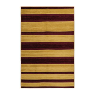 Machine Washable Horizontal Stripes Brown Area Rug