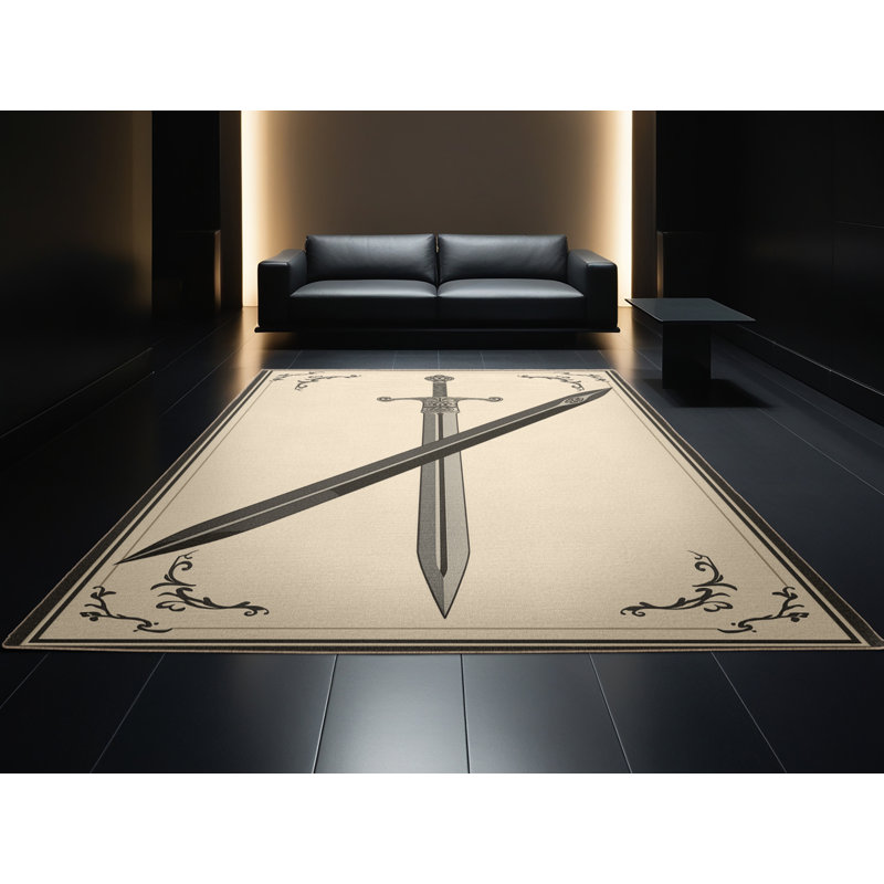 Tapis traditionnel beige lavable à la machine Coalmont, 2 x 3