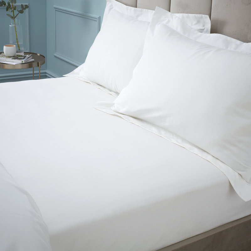 180 Thread Count Egyptian 100% Cotton Fitted Sheet, White, Double