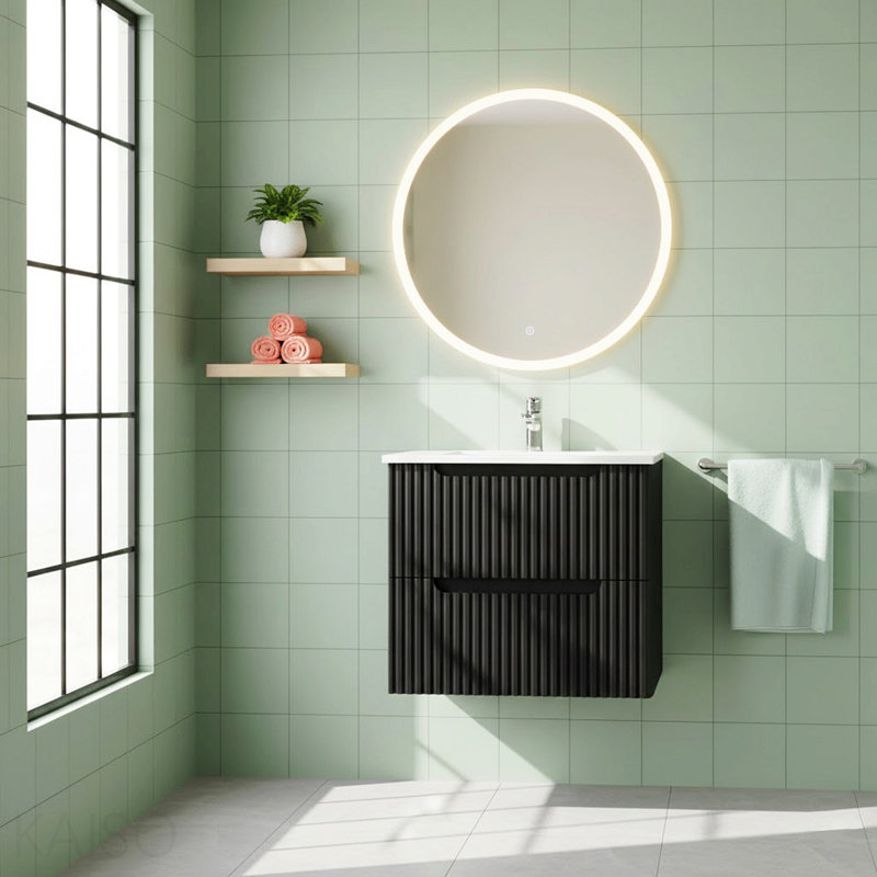 Meuble-lavabo mural 24 po noir avec lavabo flottant et lavabo non inclus