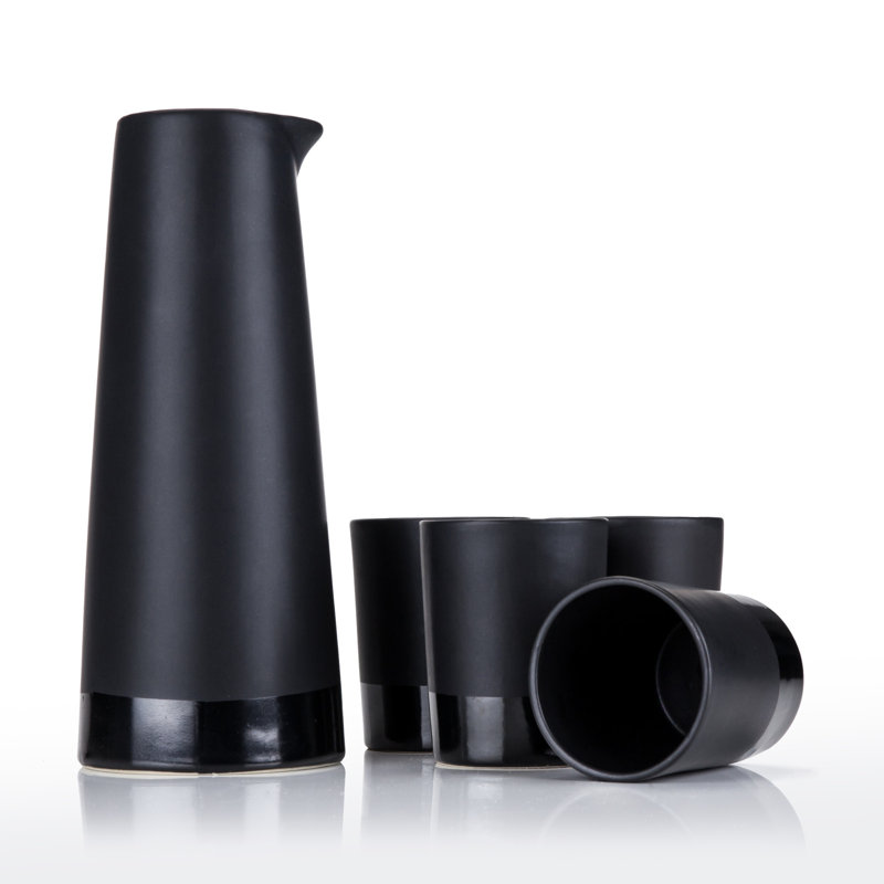 Harrison 5-Piece Stoneware Sake Set in Black