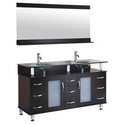 Ensemble de meuble-lavabo de salle de bain double 59 po avec miroir