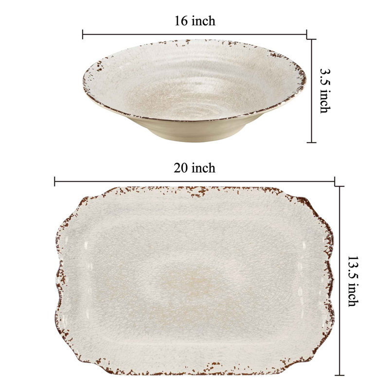 Williston Forge Carnspindle Melamine Serving Bowl, Cream