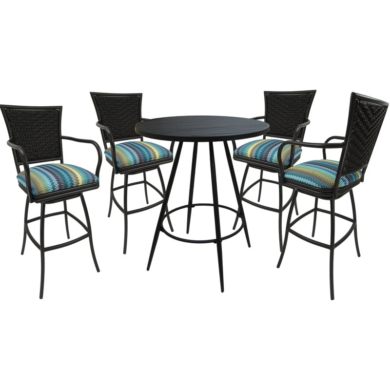 Tabouret de bar Cutlip, Aqua/Yellow, Noir, Bar Stool (30" Seat Height)