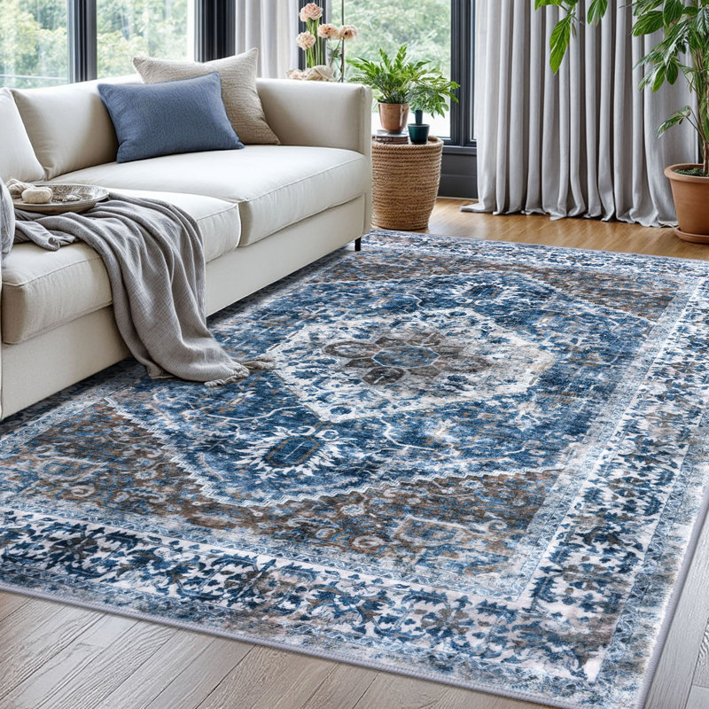 Tapis d'intérieur antidérapant Jodhveer , Rectangle 5 pi x 7 pi