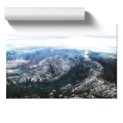 Tajikistan Mountain Range Painting - Frameless Print