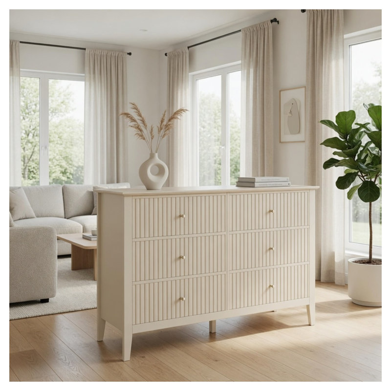 Commode cannelée 47 tiroirs 47,2 "avec commode en bois moderne