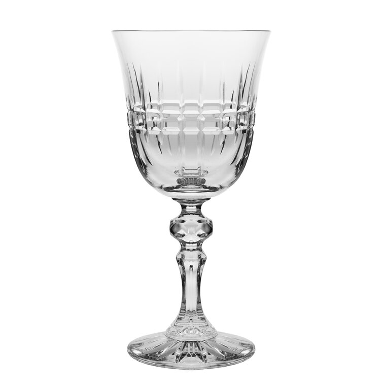 Set of 6 Crystal Drinking Glasses - 7oz, Clear Wine Glass