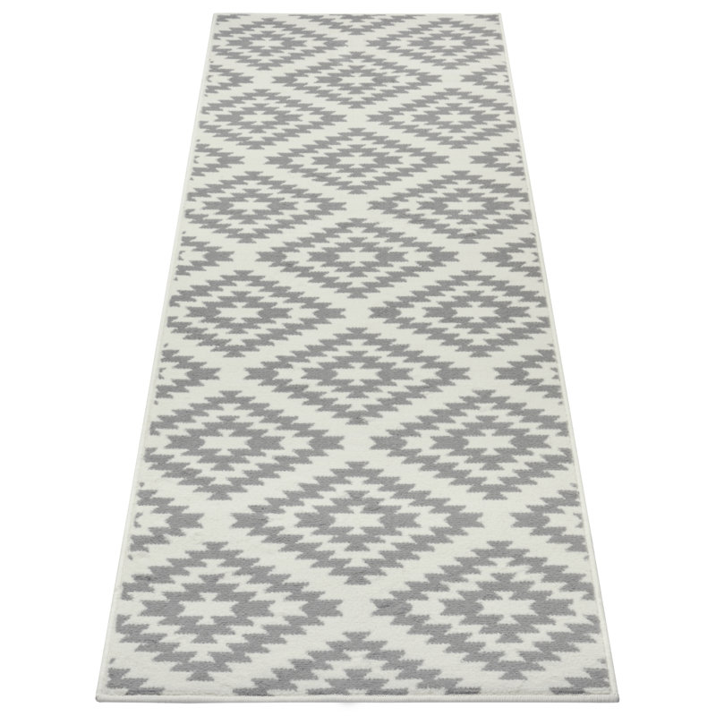 Flatweave Cream/Grey Rug, Runner 80cm x 350cm