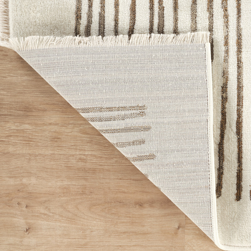 Abani Rugs Patsye AUS120A Modern Ivory Brown Abstract Sun Motif Minimalist Area Rug, Rectangle 5'3" x 7'10"