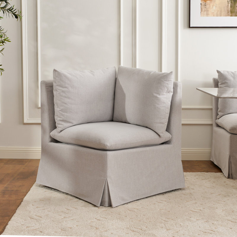 Chaise de coin de salle à manger rembourrée en tissu Crampton Performance, Gris clair