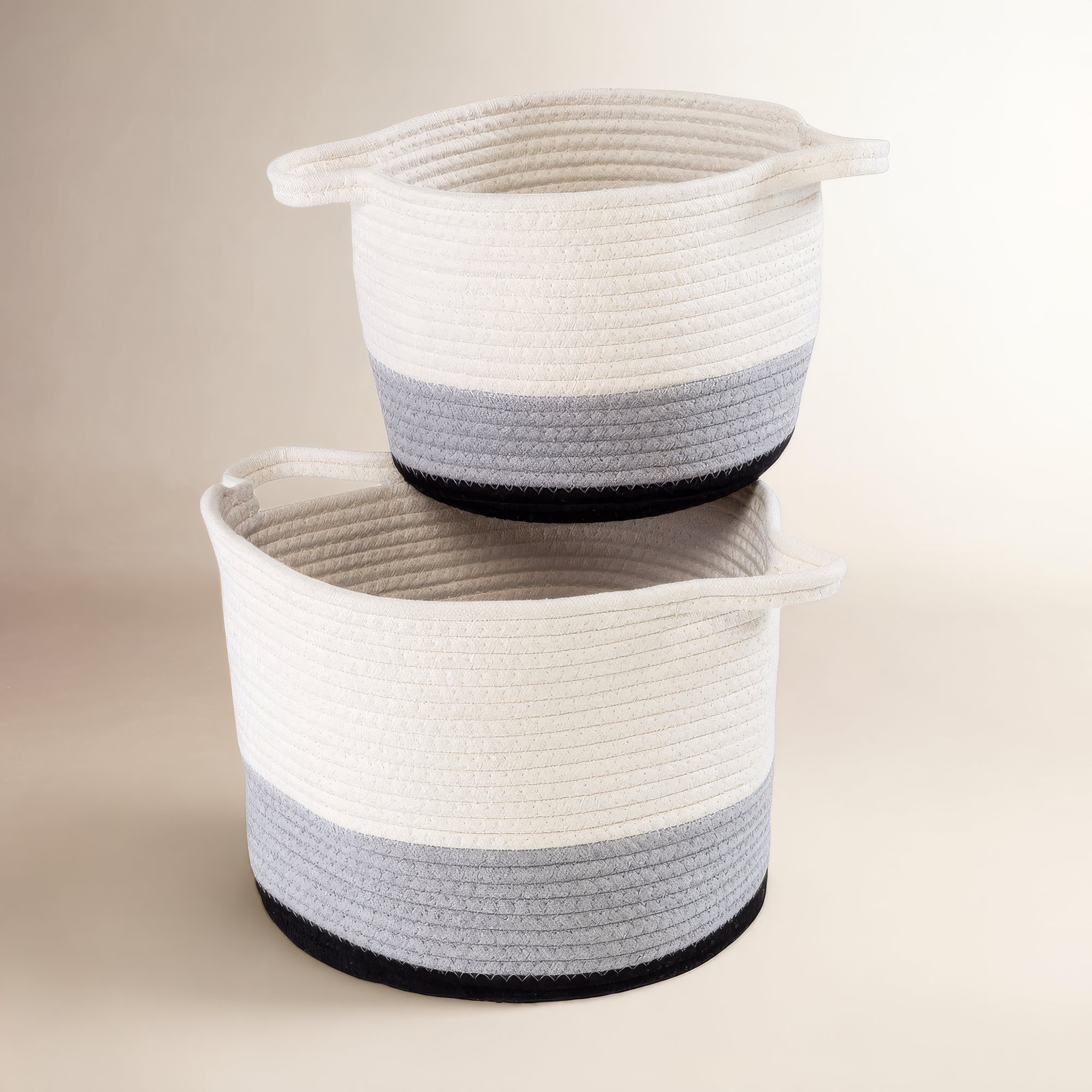 Fabric Decorative Basket - Set of 2, Gray