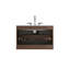 Meuble-lavabo mural en noyer de 30 pouces avec lavabo en céramique, trois trous de robinet et grand rangement pour les salles de bain modernes-116332641