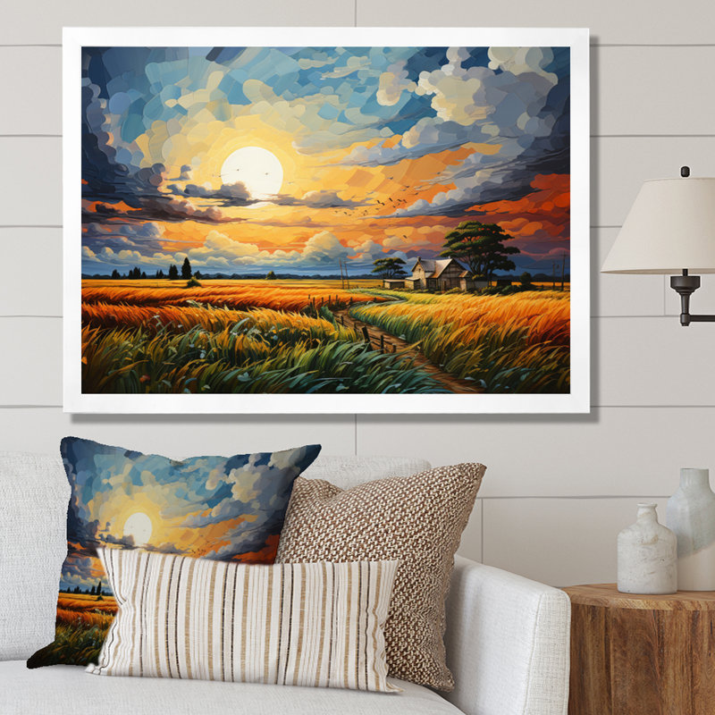 «Blue Prairies Whispers», impression sur toile, H 16 po x l 32 po x P 1 po, Cadre photo blanc