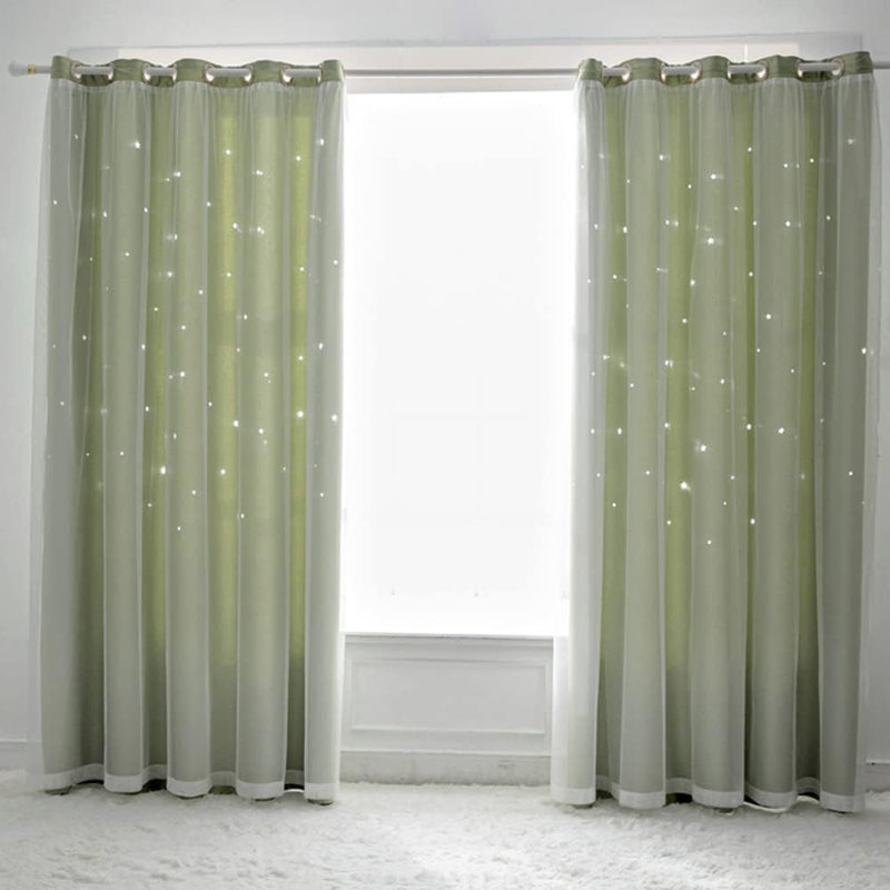 Ensemble de rideaux pour chambre à coucher 2 panneaux, L 70,9 po x L 78,7 po, Vert