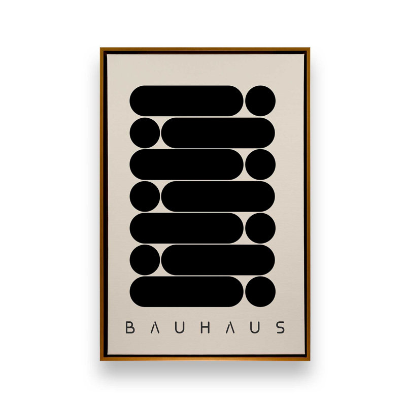 Impression abstraite de Bauhaus, H 36,75 po x l 24,75 po x P 1,75 po, Cadre flottant or poli