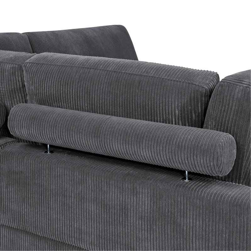 Canapé modulaire à large assise en velours côtelé, Dark Grey