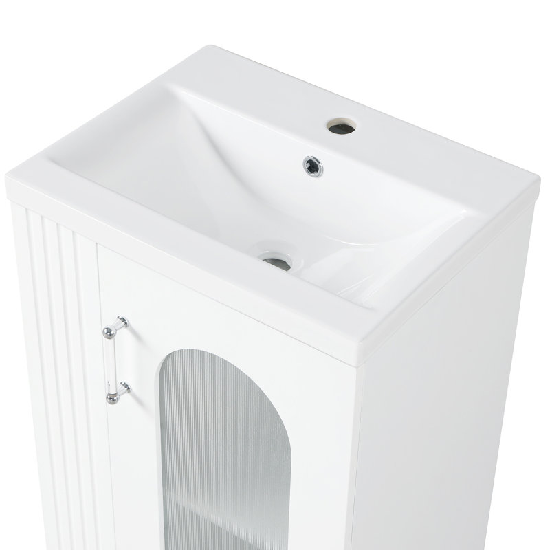 20" Bathroom Vanity With Sink, Bathroom Vanity Cabinet With Two-Tier Shelf, Adjustable Shelf, Solid Wood And MDF