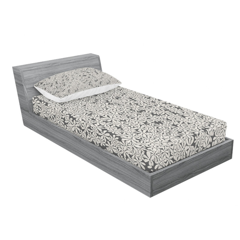 Microfiber Floral Sheet Set, Twin Sheet Set with Fitted Sheet, Gray Floral