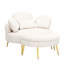 Assise simple en velours côtelé beige avec support réglable et à la taille pour petit balcon avec plateau à trois coussins de 61 pouces, thé idéal dans les appartements-121104860