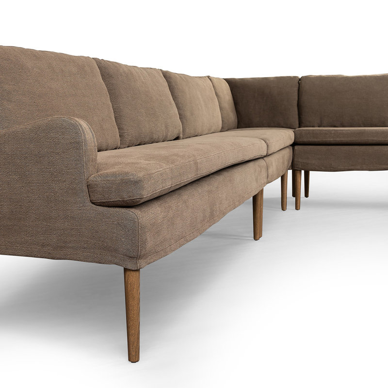 Aurelia 4-Piece Sectional, 34.5" H x 137.5" W x 76" D, Broadway Coffee Linen, Right Hand Facing