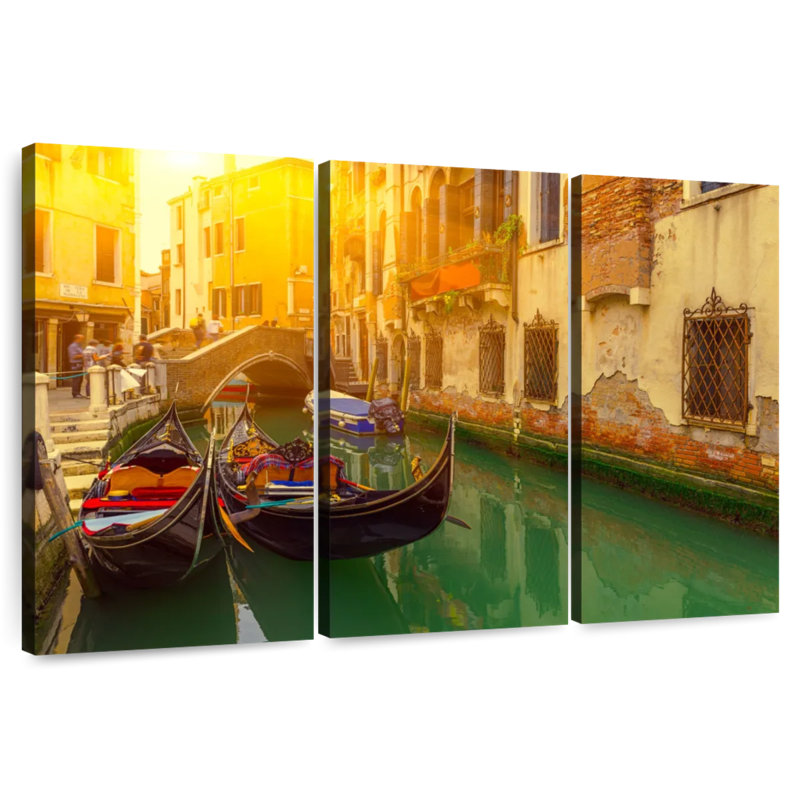 Sebbie Canal Gondolas In Venice, 28" H x 45" W