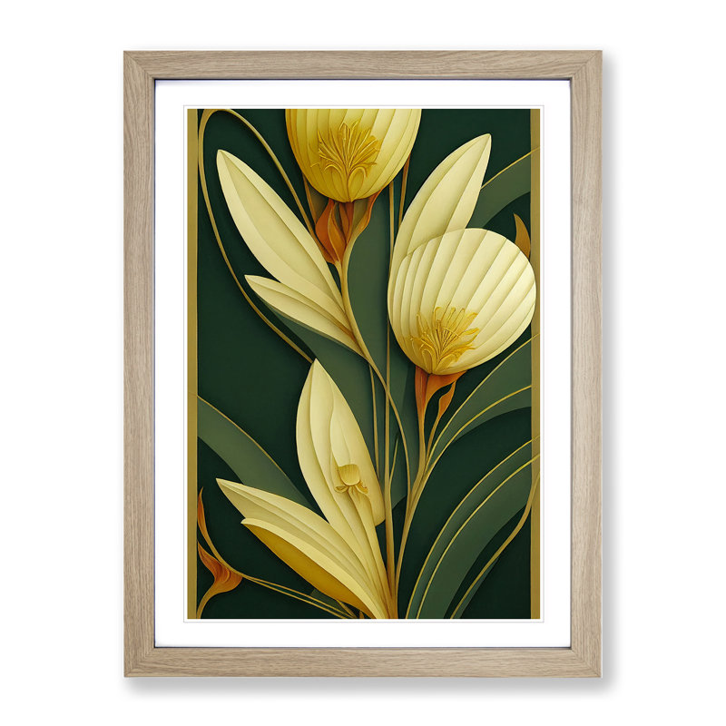 Classical Flower No.1 - Single Picture Frame Print, 46cm H x 34cm W x 2cm D, Oak