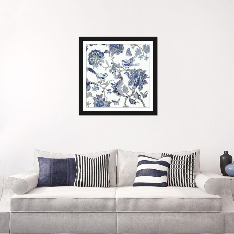 «Passing Thru I - Indigo» par Renee Campbell, reproduction sur toile tendue sur châssis, Papier d'art encadré noir, Blanc