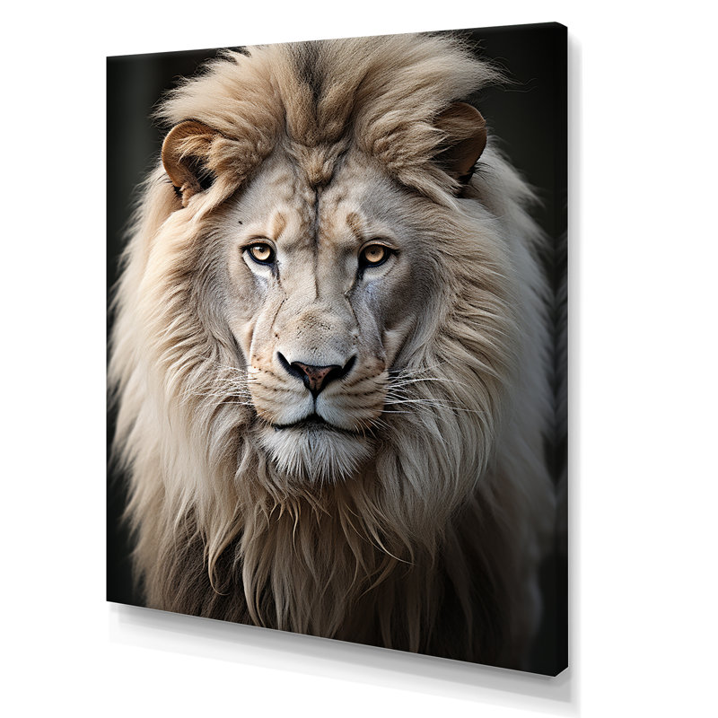 Lions, impression monochrome sur toile, Toile tendue, H 32 po x l 24 po x P 1 po