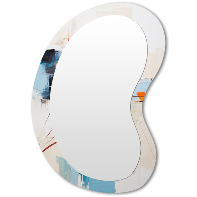 «Ephemeral Silence Minimal Abstract», abstraite, décoration en métal - miroir mural moderne et irrégulier, 31 po x 22 po