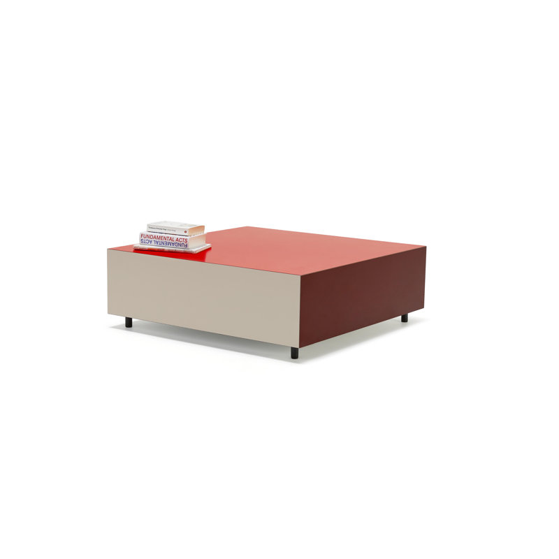 Bloc Coffee Table, Clay/White, Bright Red, 11" H  x 33" L x 33" W