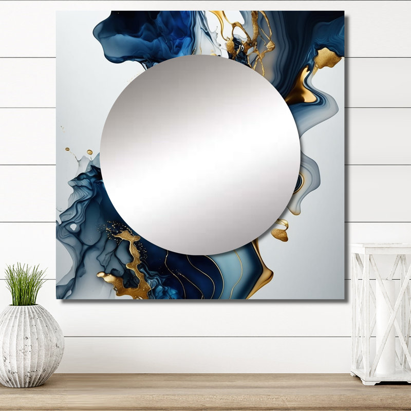 Karelle - Grand miroir mural carré décoratif en marbre pour chambre à coucher, 36 po x 36 po