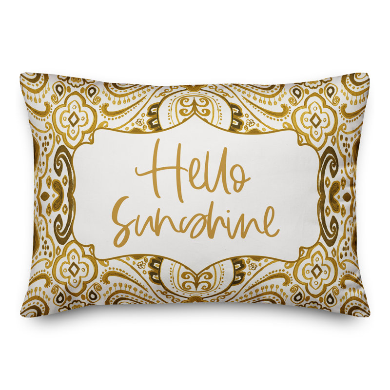 Paisley Outdoor Reversible Throw Pillow, Yellow